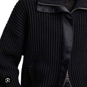 Varley Black Ribbed Zip Jacket with Silver Hardware
